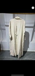 Back cord beige linen cardigan